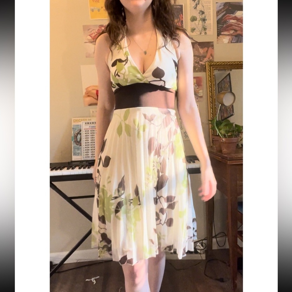 vintage 90s/y2k floral flowy halter dress